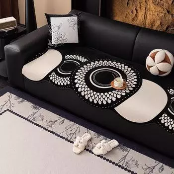 All-season Universal Irregularity Letters Sofa Cushion Retro Chenille Sofa Cover Non-Slip Couch Slipcover Protector 90x90