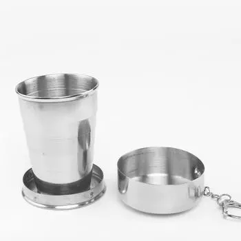 All stainless steel folding retractable cup folding cup blackjack cup Traveling Outdoor Collapsible Cup 75ml