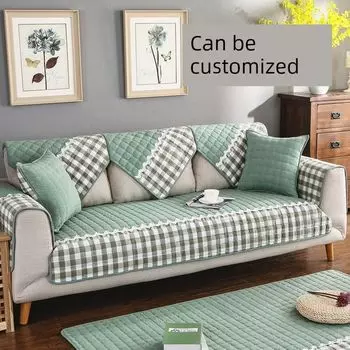 All Year Round Fabric Non Slip Sofa Cushion Cotton Scandinavian Cushion Living Room Solid Wood Neutral Minimalist Modern Sofa Cover Slipcover Washed cotton Green 45*45cm pillow core