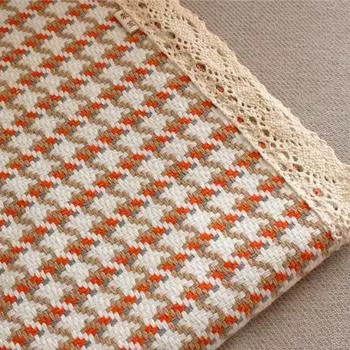 All Year Round Neutral Sofa Cushion Modern Minimalist Backrest Armrest Towel Fabric Houndstooth Non Slip Old Coarse Cloth Sofa Towel Orange color 40*40cm (can do cushion)