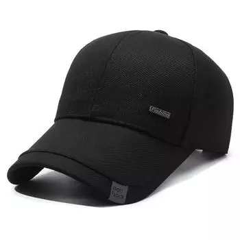 All Year Round Trendy Youth Outdoor Street Baseball Cap Middle-Aged Sun Protection Windproof Peaked Cap Business Lengthened Brim Sun Hat Black