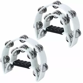 AllBright Tambourine Performance Музыкальный инструмент Ударный Караоке Усиливающий Полукруг Набор из 2 шт. (белый) белый