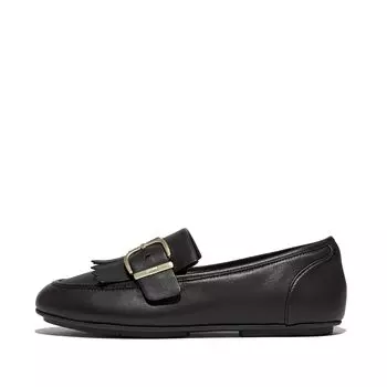ЛОФЕРЫ ИЗ КОЖИ С ПРЯЖКОЙ И БАХРОМОЙ ALLEGRO, черные, см [Fit Flop] женские, размер 22,0 чёрный