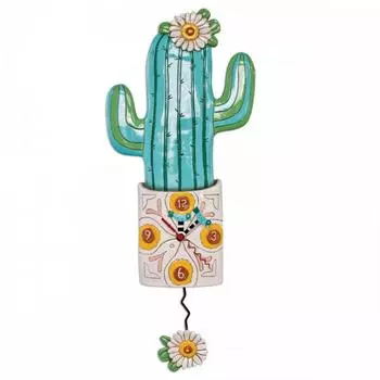 Allen Designs [A2789] Настенные часы Allen Designs Зеленые бежевые (Кактус) - 48x20см