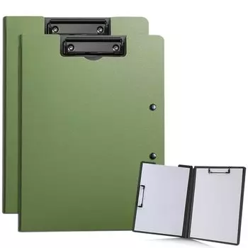 ALLMIRA Binder A4 Bifold Set of 2 Clipboard Bifold Clip File Double Sided Double Clip Folding Stylish Bifold 2 (Green Pieces)