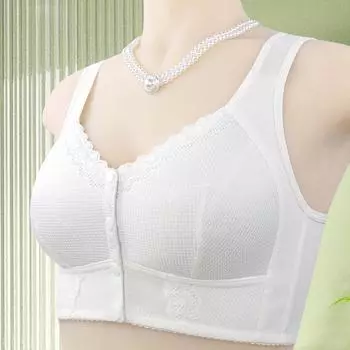 Allofme Нижнее белье Сексуальный Бюстгальтер С Пряжкой Спереди Беспроводной Женский Мягкий Хлопок Плюс Размер Push Up 36/80