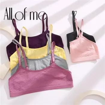 Allofme женские бесшовные топы, мягкое беспроводное нижнее белье, женские жилеты, размер S-2XL, топы для девочек, короткий топ M чёрный