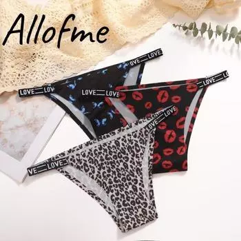 Allofme женские бесшовные трусики сексуальное нижнее белье с принтом ледяной шелк бесследное белье XS