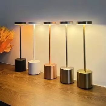 Alloy Cordless LED Table Lamp Touch Switch Night Light Nordic Style Home Bar Restaurant Ambiance Desk Lamp Rechargeable чёрный