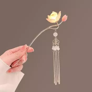 Alloy Lantern Hairpin Glowing Flower Lotus Tassel Hair Stick Luminescent Hair Stick Pin LED Light Hair Fork