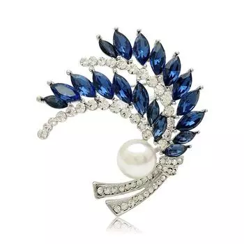 Alloy Rhinestone Wheat Ear Brooch Women Fashion Trend Crystal Corsage Clothes Accessories синий