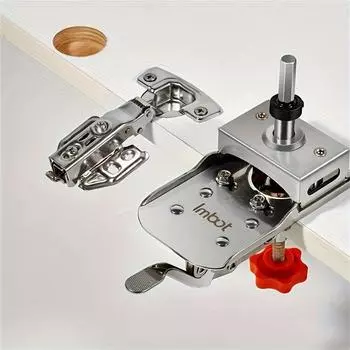 ALLSOME 35 мм Скрытый шаблон для дверных петель Шаблон для запирания шкафа Шаблон для сверления петель Направляющий инструмент для перфоратора Локатор для сверления отверстий Инструмент для позиционирования красный