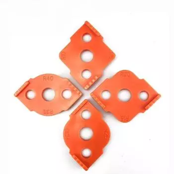 ALLSOME 4PC Деревообрабатывающий фрезерный станок Угловые радиусные шаблоны Кондуктор R5 до R40 Фрезерование изогнутых углов Фрезерование круговой радианной формы ABS Инструмент оранжевый