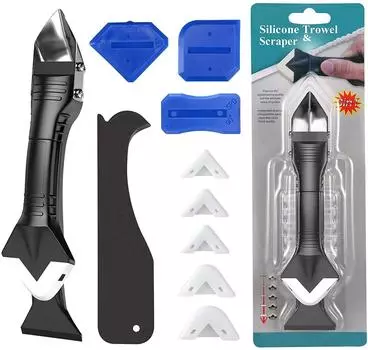 ALLSOME 5 в 1 набор инструментов для заделки швов силиконовый шпатель скребок для углового финишера герметик скребок для затирки швов кухни ванной комнаты окна раковины чёрный