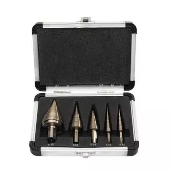ALLSOME 5 шт. метрических/дюймовых сверл HSS Cobalt Step Drill Set несколько отверстий 50 размеров в алюминиевом футляре Metric