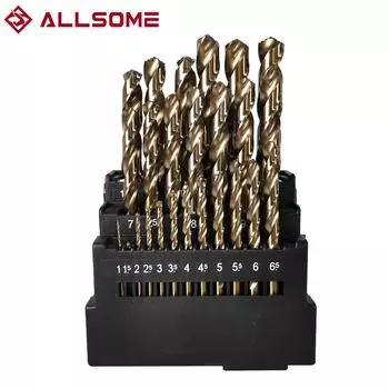 ALLSOME M42 HSS спиральные сверла набор для металла 8% кобальта меди железа алюминия дерева нержавеющей стали сверлильные коронки 13PCS