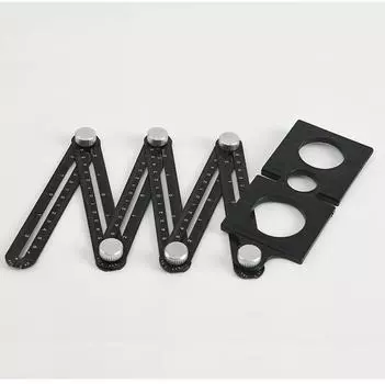 Allsome Многоугольная измерительная линейка, шестискладная линейка из алюминиевого сплава, локатор отверстий, регулируемая линейка для напольной плитки, стекла, деревообработки, перфоратор