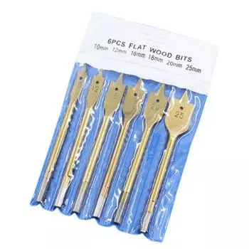 Allsome Плоское сверло для сверления отверстий 10/12/16/18/20/25 мм шестигранный хвостовик лопаточные сверла для деревообрабатывающего сверлильного инструмента 6 шт. сверла по дереву золотой