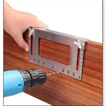 ALLSOME Ручка пробивания отверстий Инструмент для деревообработки Шкаф для установки дверцы шкафа Вспомогательный инструмент для установки ручки из нержавеющей стали серебряный