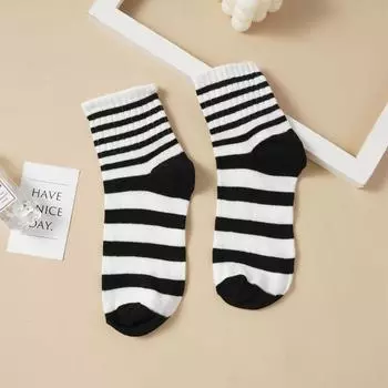 ALLTOOALL Женские черно-белые полосатые носки Женские модные повседневные спортивные носки Весенне-летние милые носочки для девочек One Size