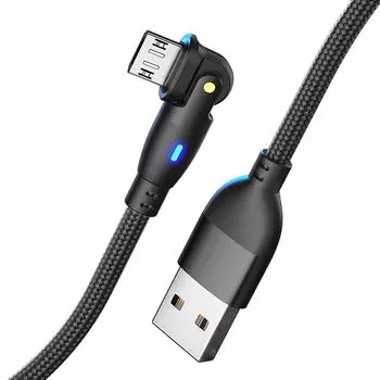 ALLVD 2m black Micro USB cable L-shaped 180 degree rotation fast charging high speed data transfer micro Made of reinforced TPE Type A to micro b