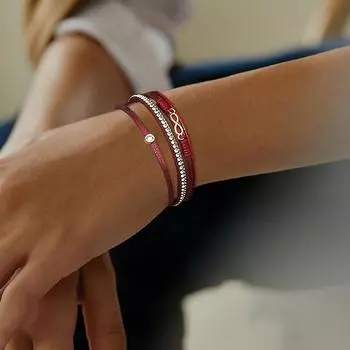 ALLYES богемные кожаные браслеты с подвесками «Бесконечность» для женщин, модный браслет со стразами, женские ювелирные изделия, подарки белый