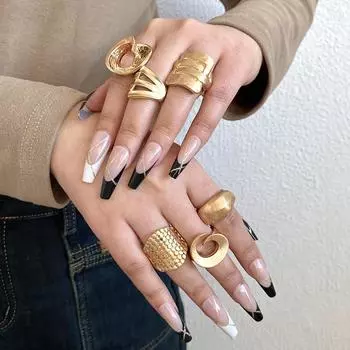 ALLYES массивные кольца золотого цвета для женщин и мужчин нерегулярные геометрические матовые эластичные веревочные соединения кольца для пальцев модные ювелирные изделия