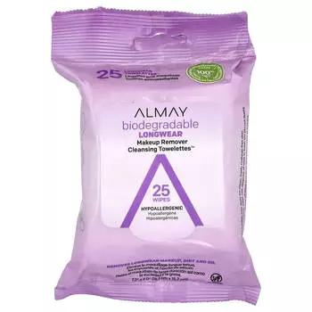 Almay, Long-Wear Makeup Remover Cleansing Towellettes™, 25 Wipes