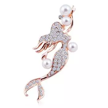 Алмазная брошь-русалка Простая модная одежда Жемчужная грудь Темперамент Анти-свет Аксессуары
