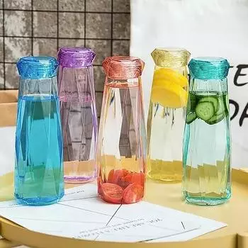 Алмазная бутылка для воды, стеклянная чашка, бессвинцовая термостойкая портативная переноска для путешествий, посуда для питья, уличная студенческая чашка