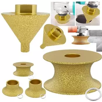 Алмазная фаска, фаска, сверло M10 38/50 мм, керамогранит, увеличенное отверстие, шлифовальный круг для полировки кромок, зонт Grindi