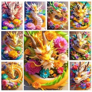 Алмазная художественная роспись, недавно поступившая, китайский цветок Лунг, сделай сам, 5d, все мозаичные украшения, вышивка крестом, набор для вышивки, украшение для дома Full Round 20x30CM