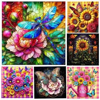 Алмазная картина 5d цветок подсолнух роза мозаика ювелирные изделия вышивка крестом ручная работа сделай сам вышивка цветок украшение для дома Full Round 20x20CM