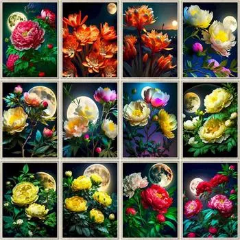 Алмазная картина 5d цветы полная квадратная дрель Алмазная вышивка крестиком пион ремесленная настенная живопись домашний декор Full Round 20x30CM