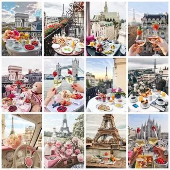 Алмазная картина 5d Diy Paris Rose Full Square/Round Вышивка Мозаика Башня Цветочный Пейзаж Домашний Декор Full Round 20x30CM