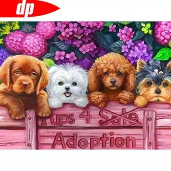 Алмазная картина 5D DIY Собака Rhinestone Алмазная вышивка Животное Вышивка крестом 20X30CM