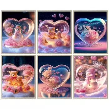 Алмазная картина 5d «Любовь, маленький медвежонок», пейзаж, полная квадратная алмазная вышивка, мозаика, Снеговик, рукоделие, домашний декор Full Round 20x30CM