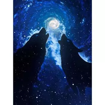 Алмазная картина 5d Лунные волки Алмазная вышивка Полный дисплей Алмазная мозаика Вышивка крестом Изображение 20X30CM