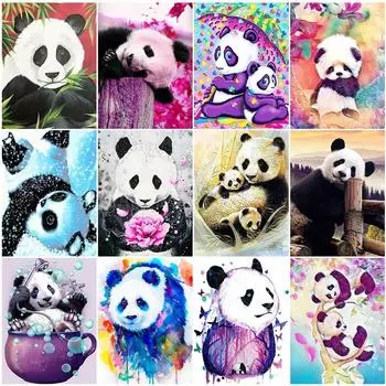 Алмазная картина 5D Панда, набор для вышивки крестом, Алмазная мозаика, рукоделие с животными, полная дрель, вышивка, настенное искусство, домашний декор Full Round 20X30CM красный