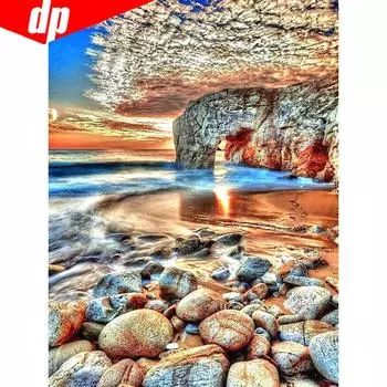 Алмазная картина 5d Пейзаж Приморский Алмазная вышивка Крестом Пейзаж Полный круглый алмаз 20X30