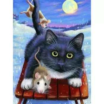 Алмазная картина 5d Полная квадратная дрель Алмазная вышивка Крестом Животное Мозаика Зимняя настенная художественная декорация Full Round (20X30CM)