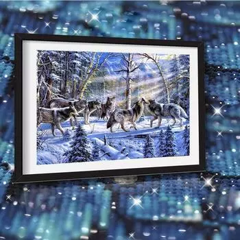 Алмазная картина 5d полная квадратная дрель дикий волк Алмазная вышивка снег вышивка крестиком мозаичная картина с изображением животных Рождественский подарок моза... Full Round (20X30CM)