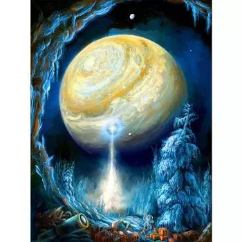 Алмазная картина 5d Полный круглый пейзаж Луна Алмазная вышивка Пейзаж Алмазная мозаика 20X30CM