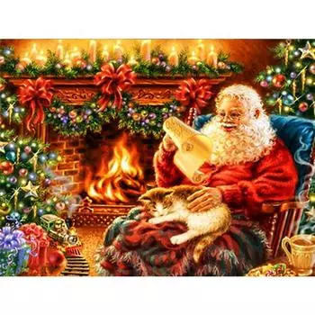 Алмазная картина 5d Рождественская собака DIY Подарок ручной работы Полный квадрат Алмазная вышивка Мозаика Животное Домашний декор Full Round (20X30CM)