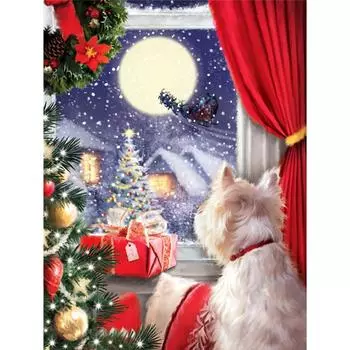Алмазная картина 5d Рождество животное DIY домашний декор полная квадратная Алмазная вышивка крестиком кошка мозаика стразы Full Round (20X30CM)