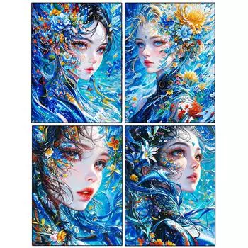 Алмазная картина 5DDIY мультфильм женщина цветок портрет мозаика украшение ювелирные изделия вышивка крестом картина украшение для дома подарок Full Round 20x30CM