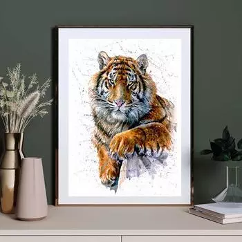 Алмазная картина, абстрактный тигр и леопард, сделай сам, полная квадратная круглая дрель, стразы, вышивка, мозаика с животными, наборы для вышивки крестом, Настенный декор Square drill 30x40cm