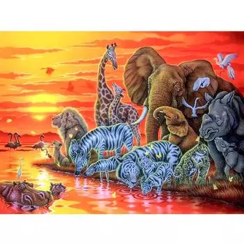 Алмазная картина Африканский пастбищный слон Дрель Алмазная вышивка Картина Вышивка крестом Горный хрусталь 20X30CM