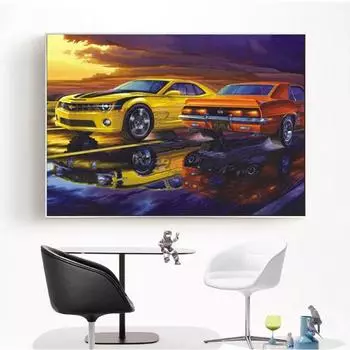 Алмазная картина Алмазная мозаика Алмазная вышивка Желтый автомобиль Узор Подарок Ручная работа Хобби Домашний декор 20X30CM