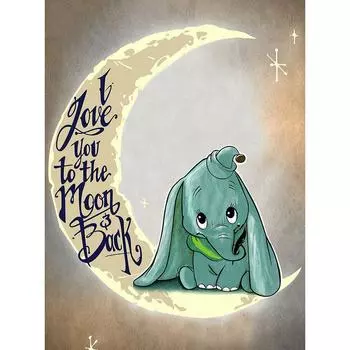 Алмазная картина Алмазная вышивка Луна и слон 5D DIY Алмазная мозаика Вышивка крестом Домашний декор 20X30CM